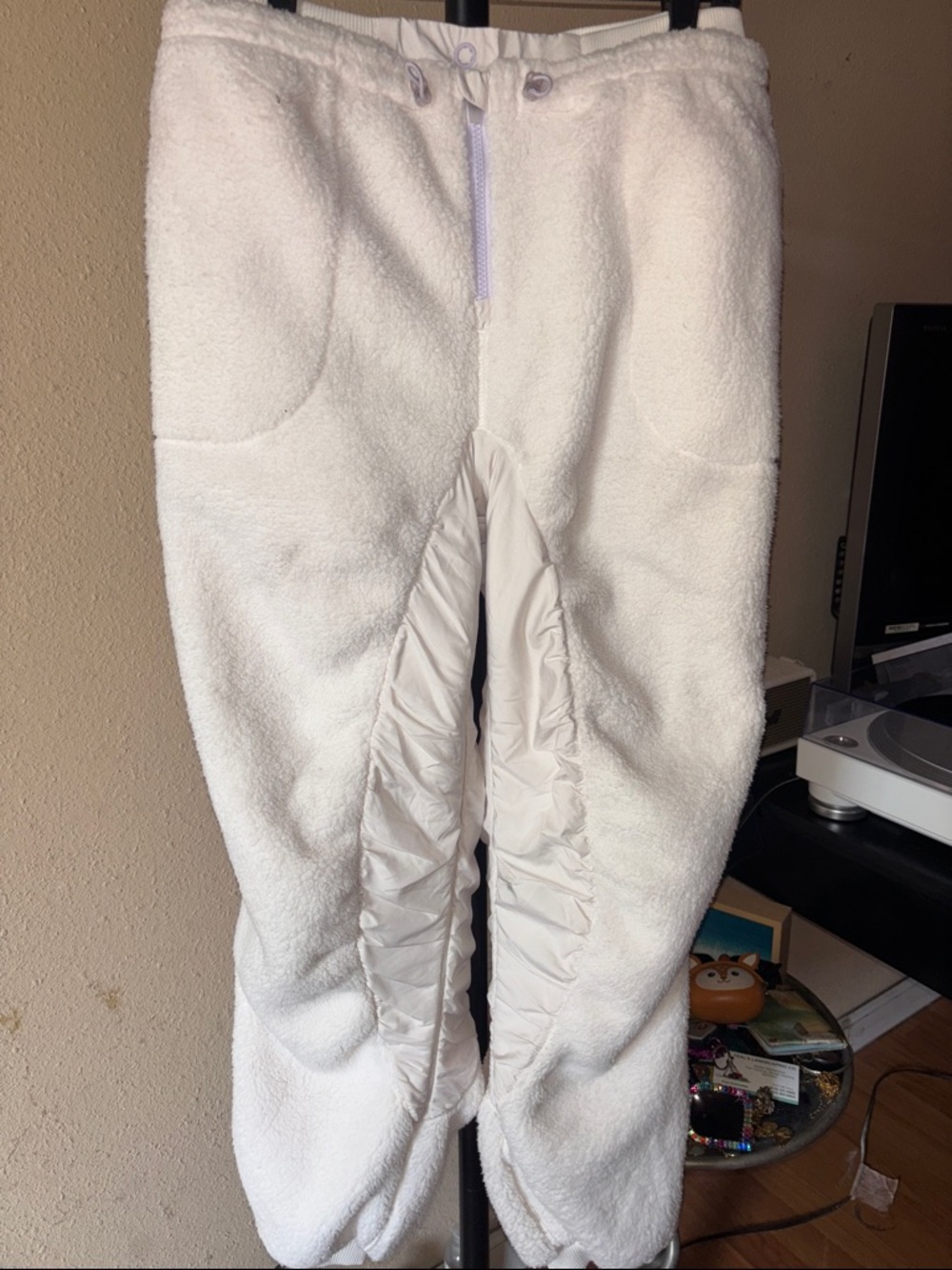 Free People Plush White Fleece Joggers